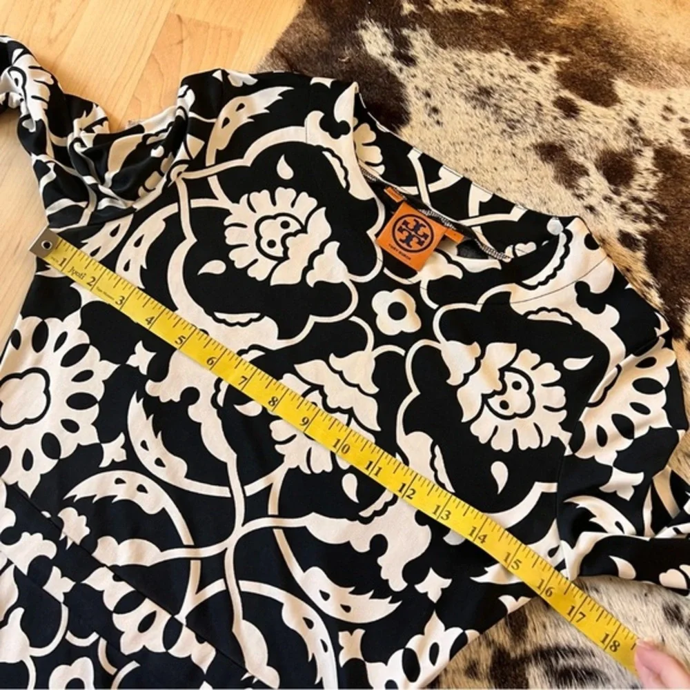 TORY BURCH Printed Black‎ White Silk Dress Women Size Small